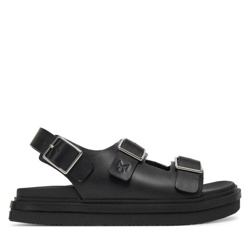 Сандали Calvin Klein Jeans Flat Molded Sandal Buckle YW0YW01785 Черен цвят на ниска цена