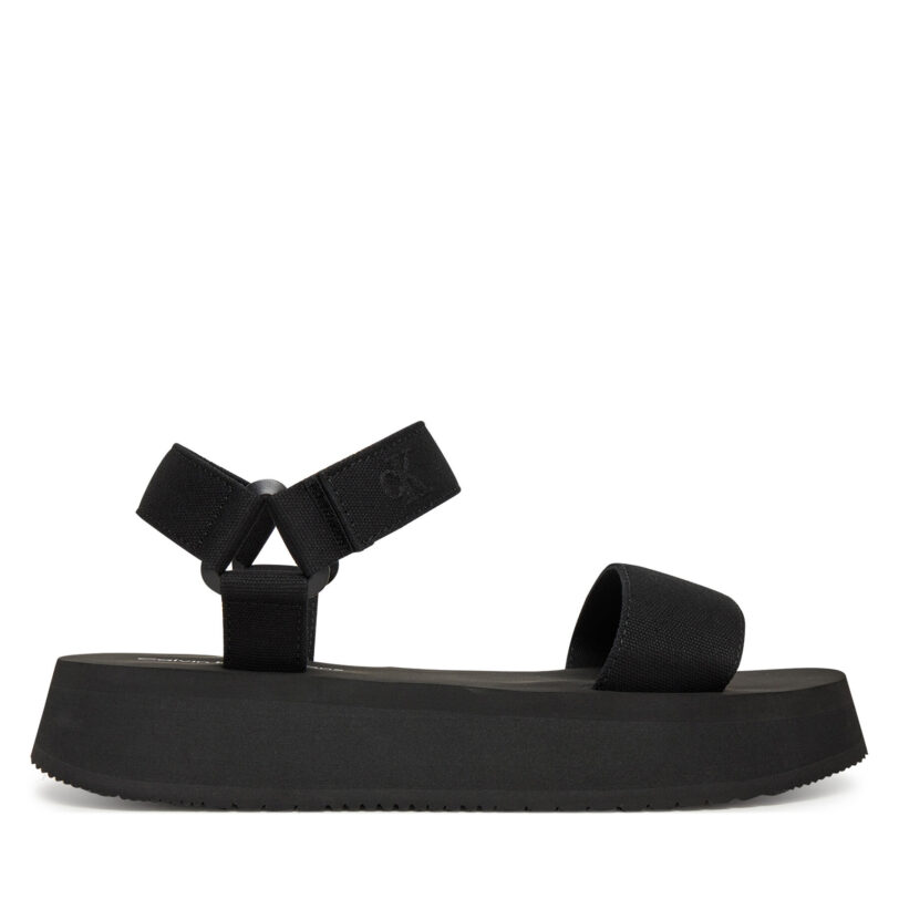 Сандали Calvin Klein Jeans Sandal Velcro Webbing Mg YW0YW01693 Черен цвят на ниска цена