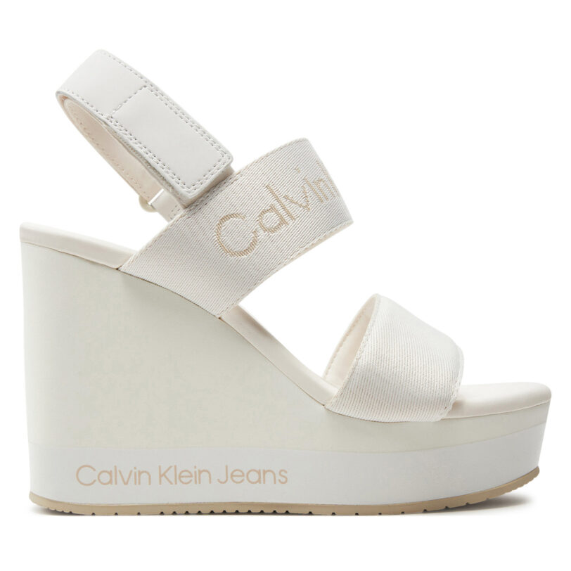 Сандали Calvin Klein Jeans Wedge Sandal Webbing In Mr YW0YW01360 Бял цвят на ниска цена