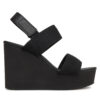 Сандали Calvin Klein Jeans Wedge Sandal Webbing In YW0YW01790 Черен цвят на ниска цена