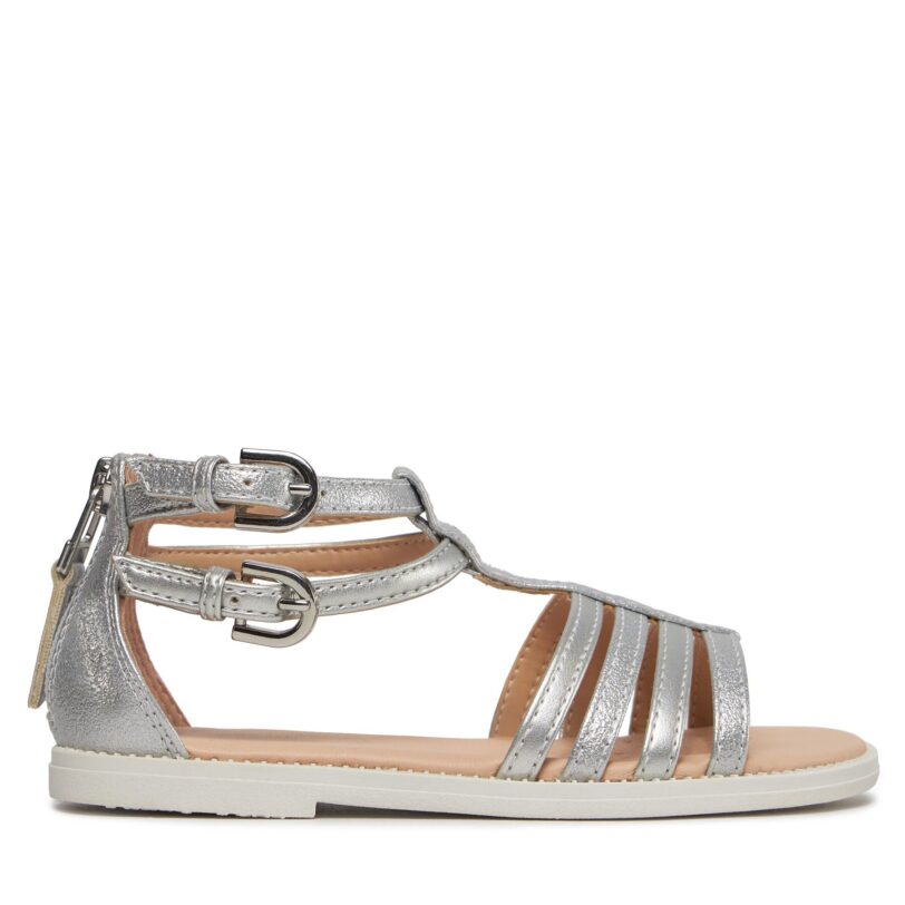 Сандали Geox J Sandal Karly Girl J7235D 0QDAJ C1007 S Сребрист цвят на ниска цена