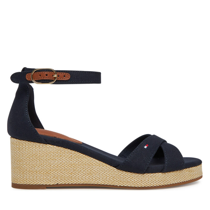 Сандали Tommy Hilfiger Flag Criss-Cros Mid Wedge Espad FW0FW08481 Тъмносин цвят на ниска цена