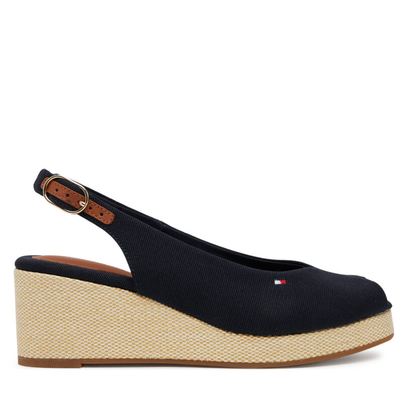Сандали Tommy Hilfiger Flag Mid Wedge Espad Slingback FW0FW08595 Тъмносин цвят на ниска цена