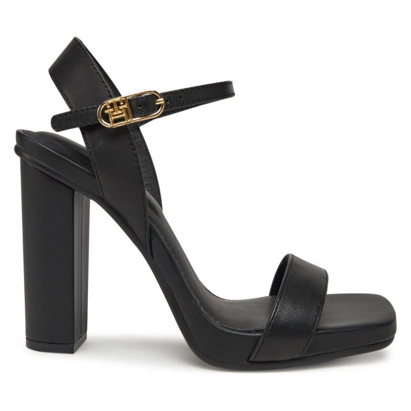 Сандали Tommy Hilfiger High Heel Leather Sandal FW0FW08534 Черен цвят на ниска цена