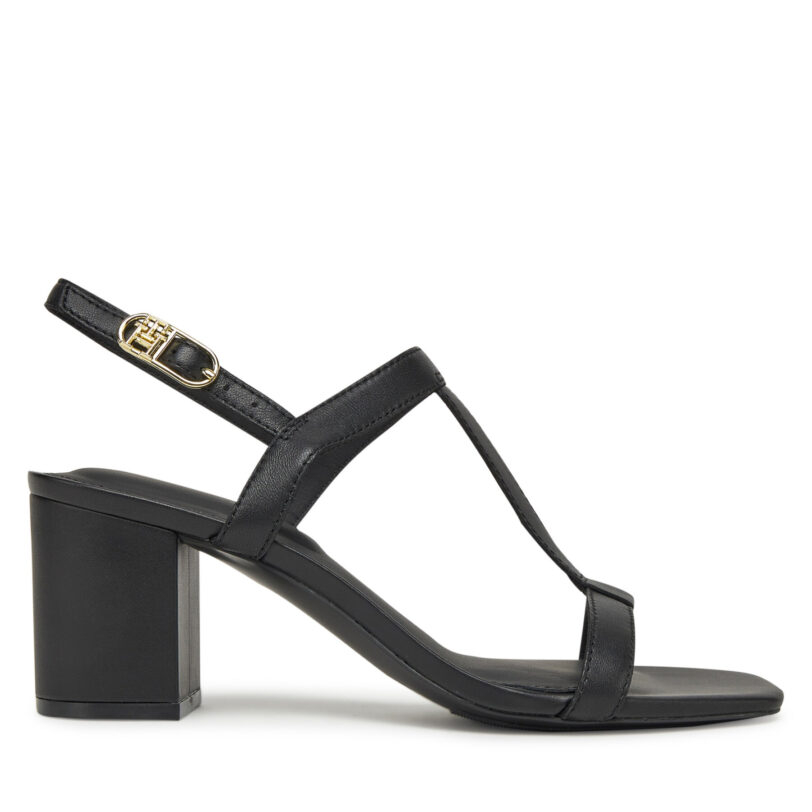 Сандали Tommy Hilfiger Leather Block Heel Sandal FW0FW08532 Черен цвят на ниска цена