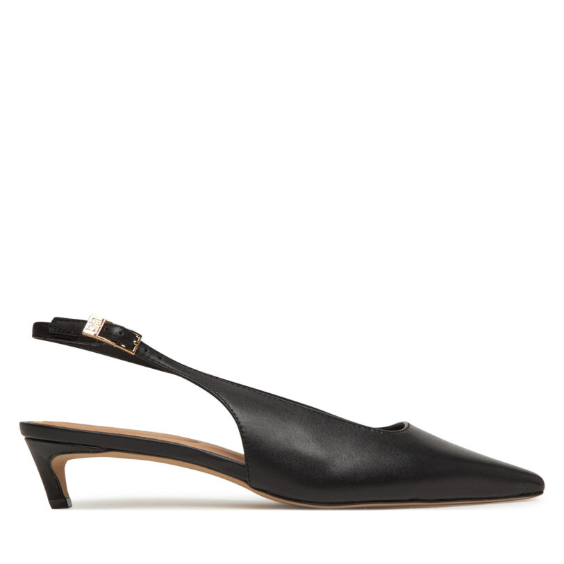 Сандали Tommy Hilfiger Squared Toe Kitten Slingback FW0FW08711 Черен цвят на ниска цена
