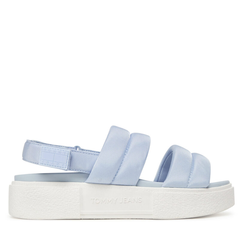 Сандали Tommy Jeans Tjw Flatform Sandal EN0EN02802 Светлосиньо цвят на ниска цена