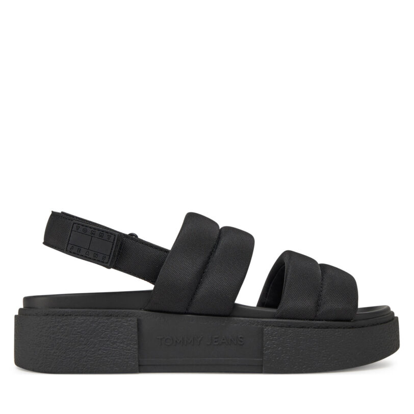 Сандали Tommy Jeans Tjw Flatform Sandal EN0EN02802 Черен цвят на ниска цена