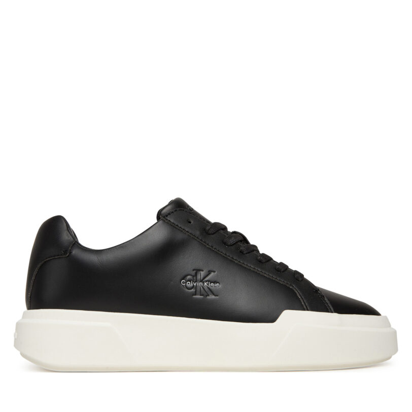 Сникърси Calvin Klein Chunky Cupsole Laceup Lth Wn YW0YW01947 Черен цвят на ниска цена