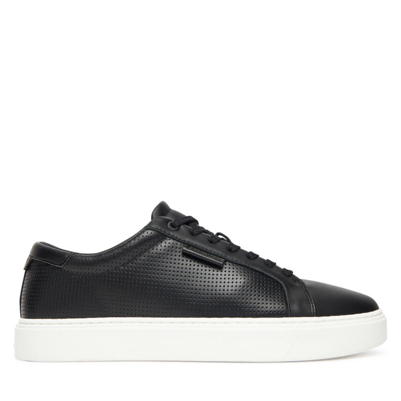 Сникърси Calvin Klein Clean Cup Low Laceup Perf Lth HM0HM01870 Черен цвят на ниска цена