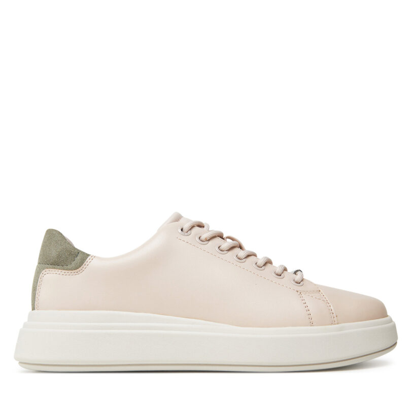 Сникърси Calvin Klein Cupsole Lace Up Lth HW0HW02540 Бежов цвят на ниска цена
