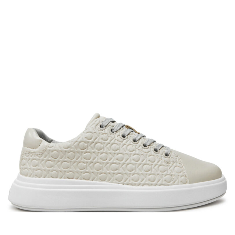 Сникърси Calvin Klein Cupsole Lace Up Saff Mono HW0HW02103 Бежов цвят на ниска цена