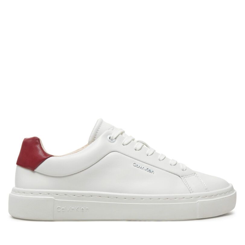 Сникърси Calvin Klein Cupsole Lace Up W/Ml Lth HW0HW02201 Бял цвят на ниска цена