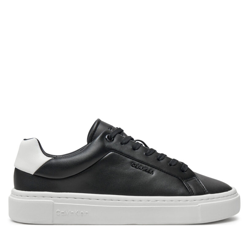 Сникърси Calvin Klein Cupsole Lace Up W/Ml Lth HW0HW02201 Черен цвят на ниска цена