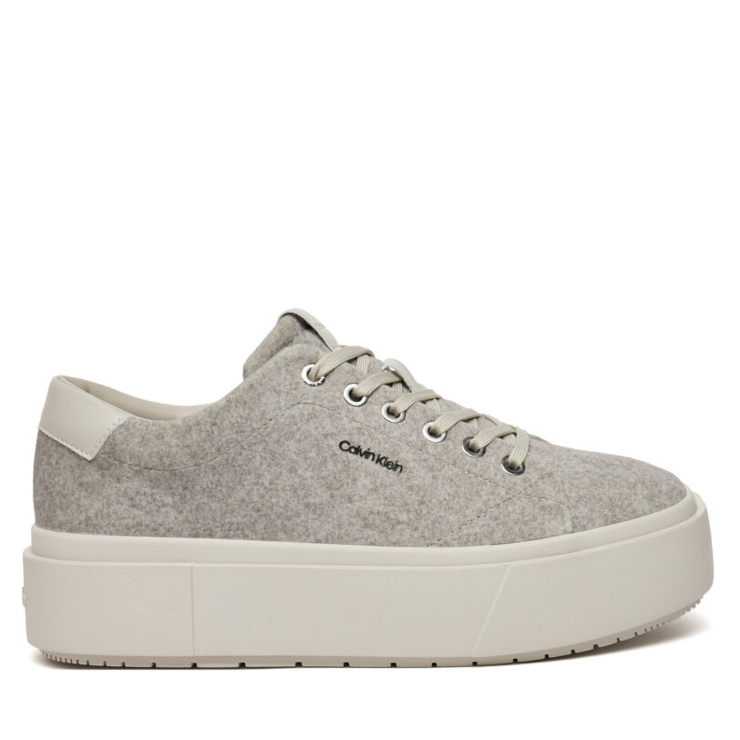 Сникърси Calvin Klein Flatform Cup Lace Up W/Ml Felt HW0HW02325 Сив цвят на ниска цена