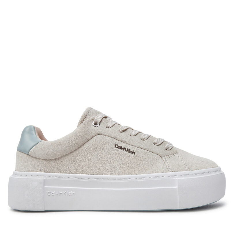 Сникърси Calvin Klein Flatform Cup Lace Up W/Ml HW0HW02282 Бежов цвят на ниска цена