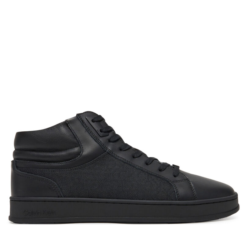 Сникърси Calvin Klein High Top Lace Up Eyelet Jaq Mono HM0HM01816 Черен цвят на ниска цена