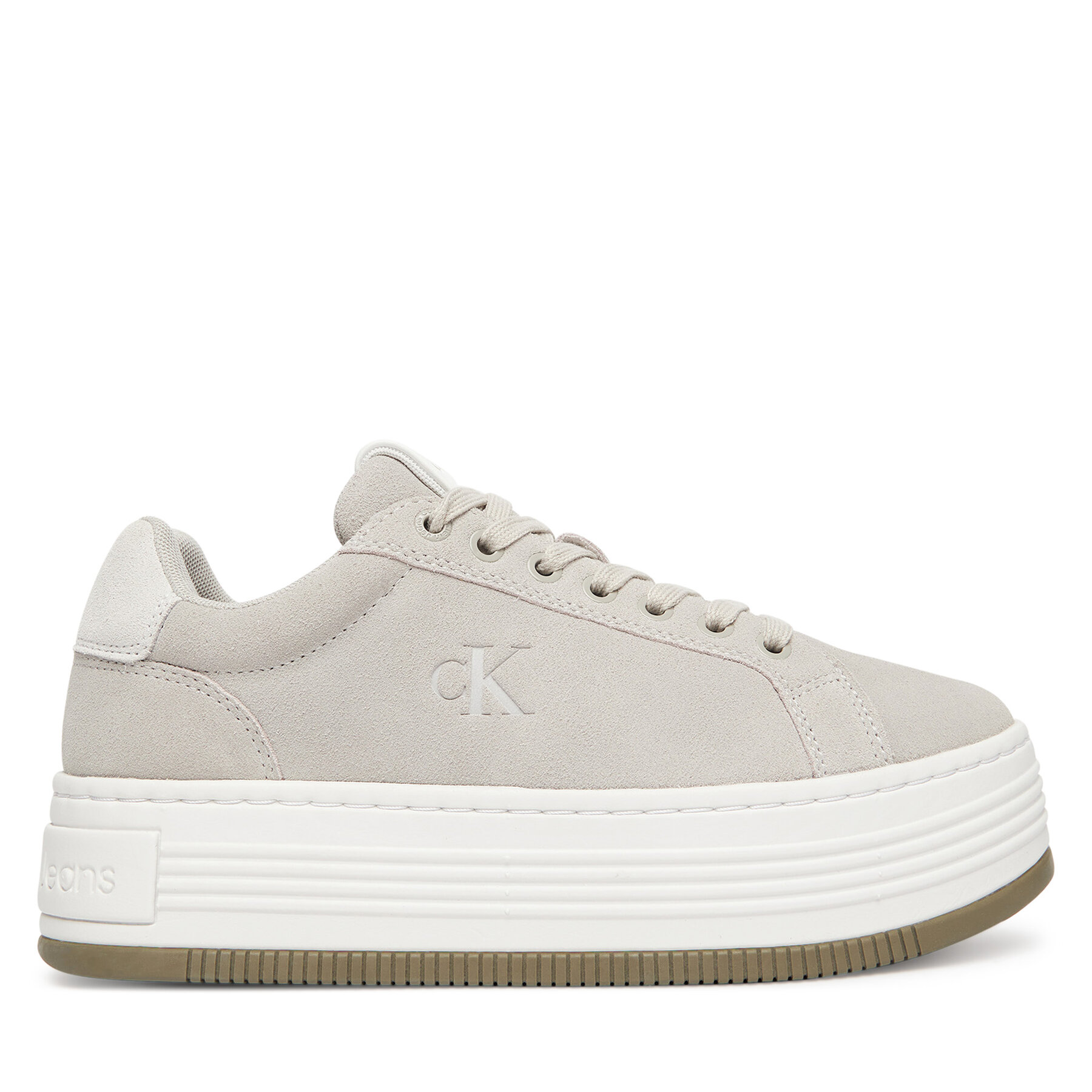 Сникърси Calvin Klein Jeans Bold Flatf Low Lace Mg Sd YW0YW01839 Сив цвят на ниска цена