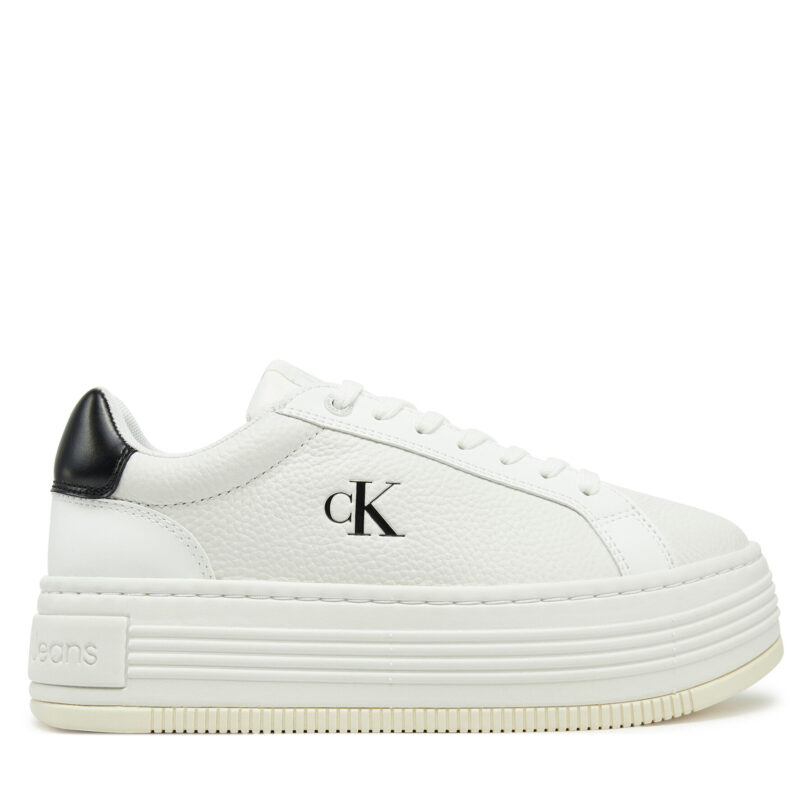 Сникърси Calvin Klein Jeans Bold Flatf Low Lace Mg YW0YW01766 Бял цвят на ниска цена
