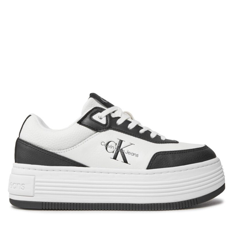 Сникърси Calvin Klein Jeans Bold Flatf Low Lace Mix Ml Fad YW0YW01316 Черен цвят на ниска цена