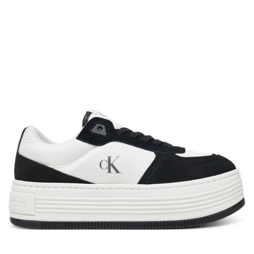 Сникърси Calvin Klein Jeans Bold Flatf Low Lace Mix YW0YW01742 Бял цвят на ниска цена