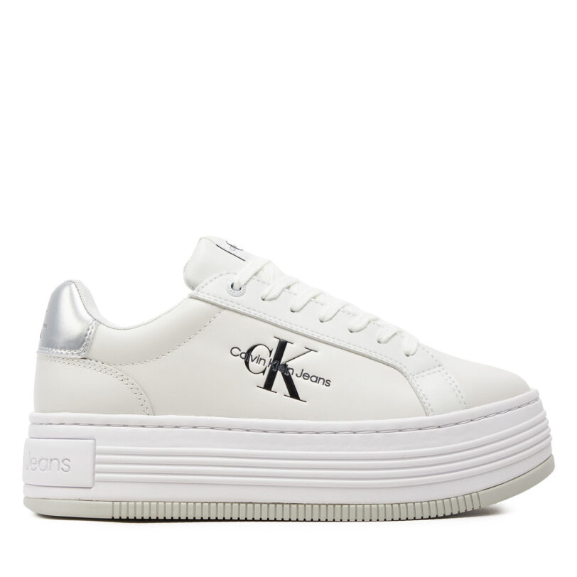 Сникърси Calvin Klein Jeans Bold Platf Low Lace Lth Ml Mtl YW0YW01516 Бял цвят на ниска цена
