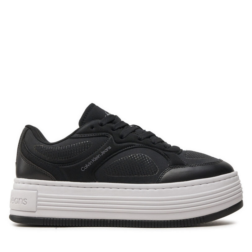 Сникърси Calvin Klein Jeans Bold Platf Low Lace Mix In Mtl YW0YW01471 Черен цвят на ниска цена