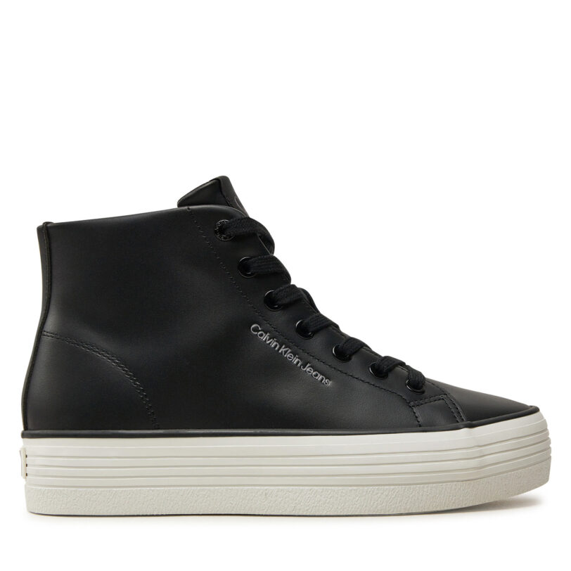 Сникърси Calvin Klein Jeans Bold Vulc Flatf Mid Lth In YW0YW01634 Черен цвят на ниска цена