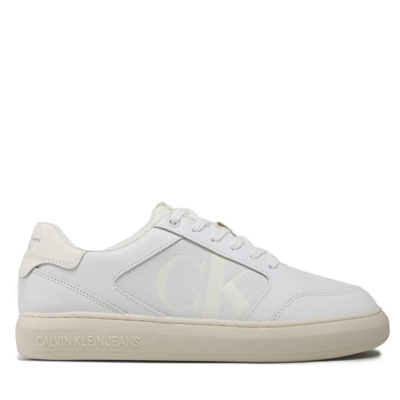 Сникърси Calvin Klein Jeans Casual Cupsole Lth-Pu Mono YM0YM00573 Бял цвят на ниска цена