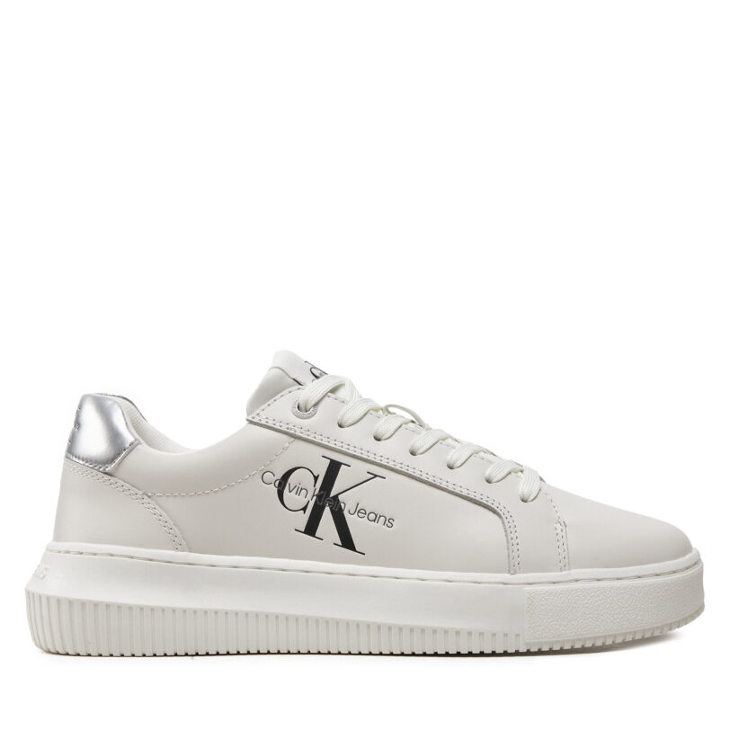 Сникърси Calvin Klein Jeans Chunky Cupsole Laceup Lth Ml Mtl YW0YW01476 Бял цвят на ниска цена