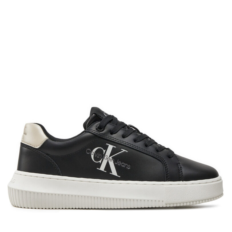 Сникърси Calvin Klein Jeans Chunky Cupsole Laceup Lth Ml Mtl YW0YW01476 Черен цвят на ниска цена