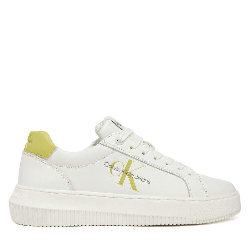 Сникърси Calvin Klein Jeans Chunky Cupsole Laceup Mon Lth YW0YW00823 Бял цвят на ниска цена