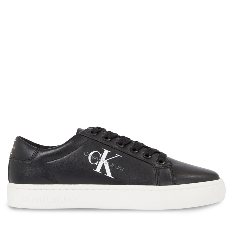 Сникърси Calvin Klein Jeans Classic Cupsole Laceup Lth Wn YW0YW01269 Черен цвят на ниска цена