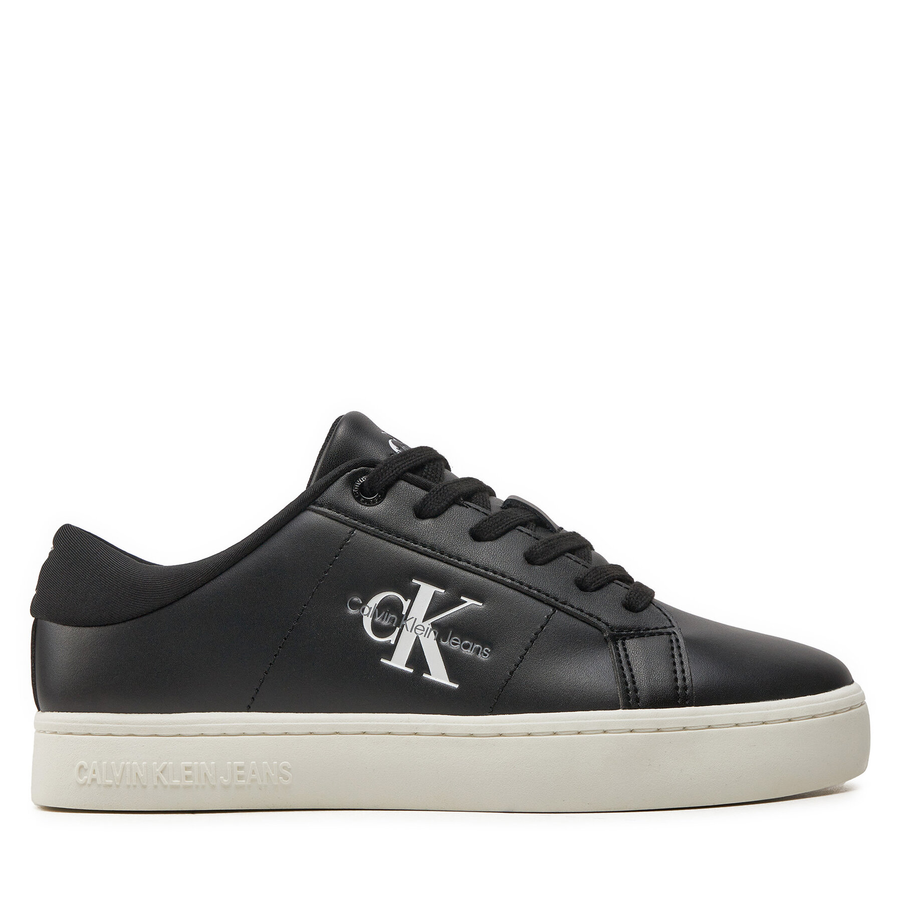 Сникърси Calvin Klein Jeans Classic Cupsole Lowlaceup Lth Wn YW0YW01444 Черен цвят на ниска цена