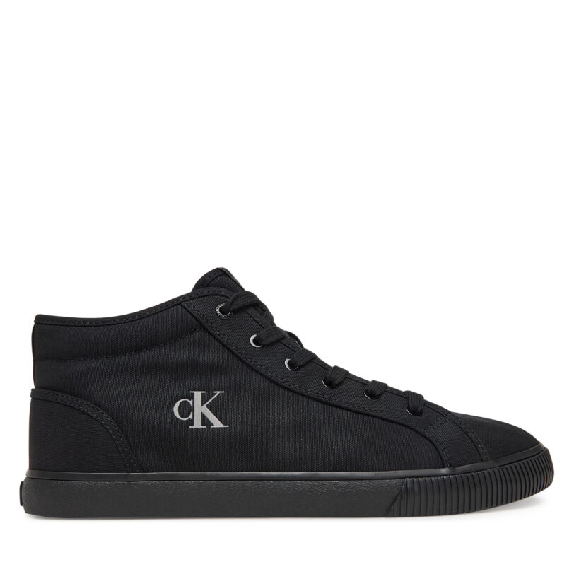 Сникърси Calvin Klein Jeans Ess Vulc Mid Mg Canvas YM0YM01210 Черен цвят на ниска цена
