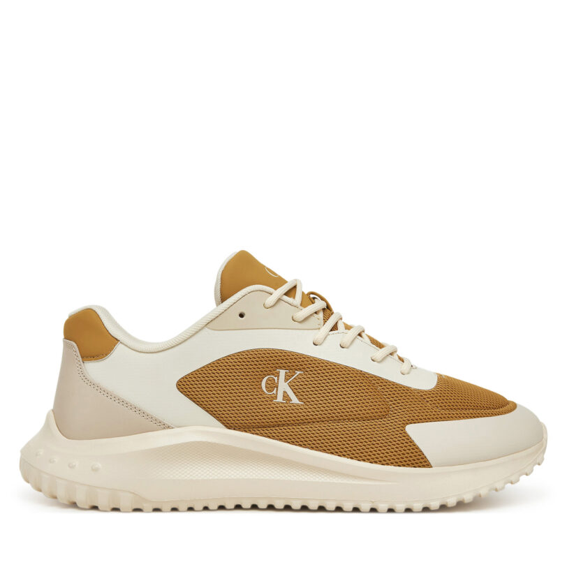 Сникърси Calvin Klein Jeans Eva Runner Low Mesh Mix YM0YM01185 Жълт цвят на ниска цена