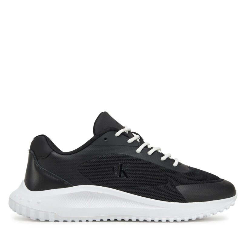 Сникърси Calvin Klein Jeans Eva Runner Low Mesh Mix YM0YM01185 Черен цвят на ниска цена