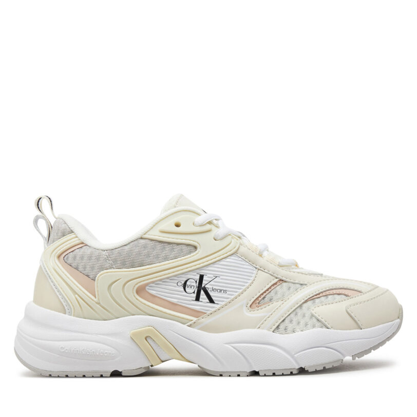 Сникърси Calvin Klein Jeans Retro Tennis Low Lace Mh Ml Met YW0YW01373 Бял цвят на ниска цена