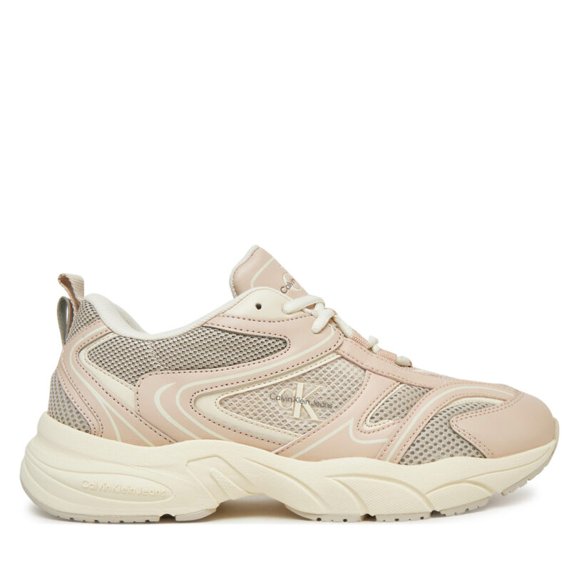 Сникърси Calvin Klein Jeans Retro Tennis Mesh Ml YW0YW01807 Бежов цвят на ниска цена