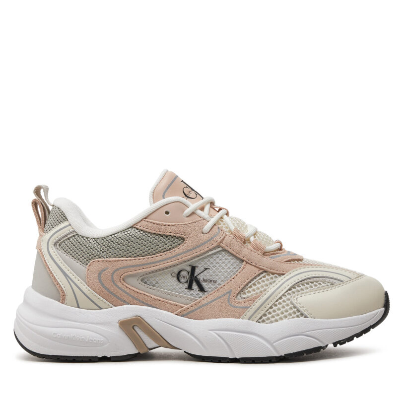 Сникърси Calvin Klein Jeans Retro Tennis Su-Mesh Wn YW0YW00891 Бежов цвят на ниска цена