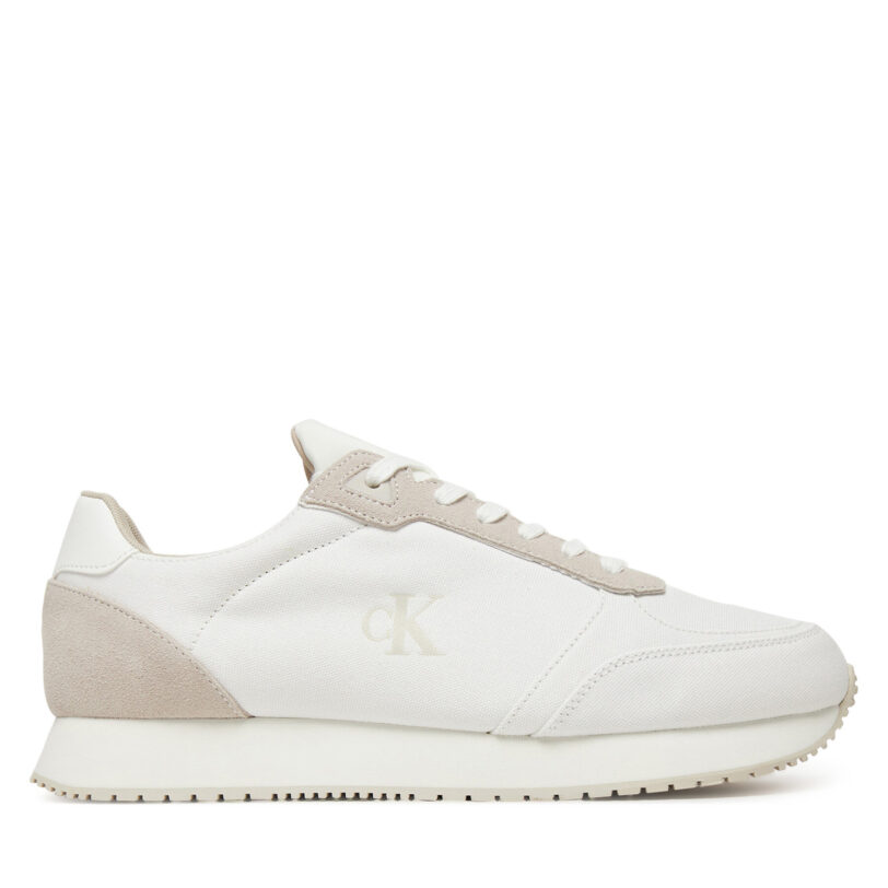 Сникърси Calvin Klein Jeans Runner Sock Laceup Mg Canvas YM0YM01217 Бял цвят на ниска цена