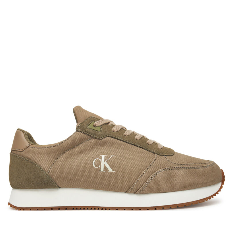 Сникърси Calvin Klein Jeans Runner Sock Laceup Mg Canvas YM0YM01217 Зелен цвят на ниска цена