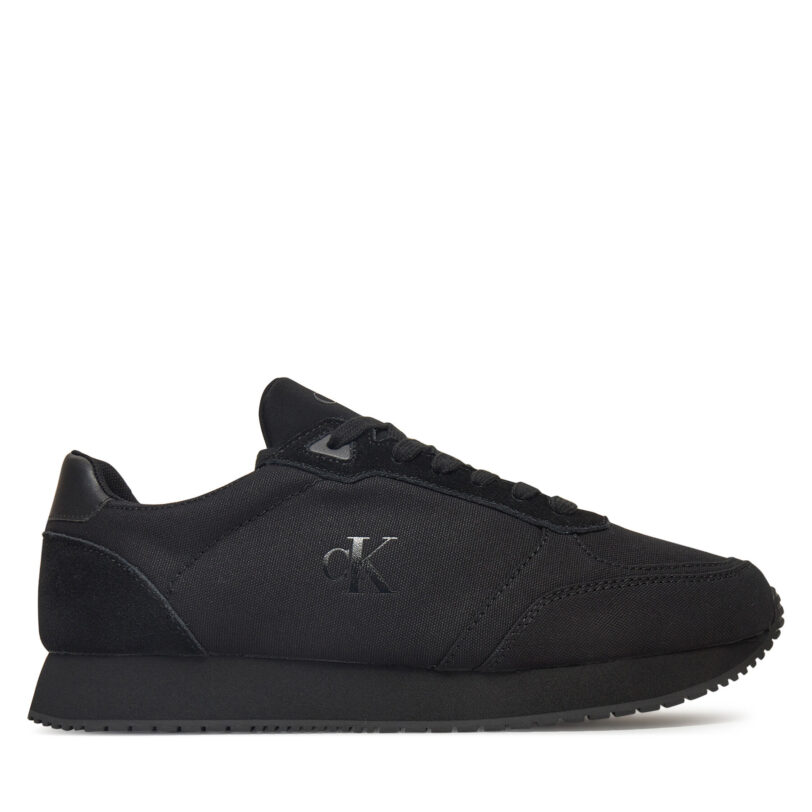 Сникърси Calvin Klein Jeans Runner Sock Laceup Mg Canvas YM0YM01217 Черен цвят на ниска цена
