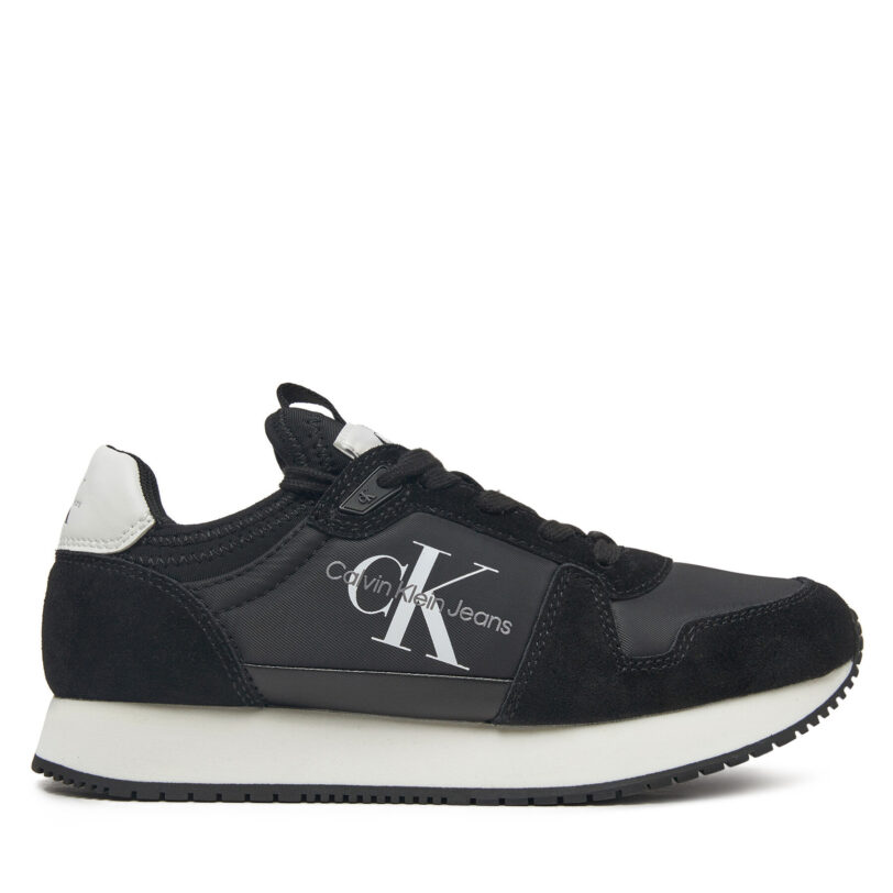 Сникърси Calvin Klein Jeans Runner Sock Laceup Ny-Lth W YW0YW00840 Черен цвят на ниска цена