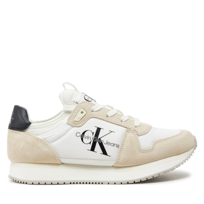 Сникърси Calvin Klein Jeans Runner Sock Laceup Ny-Lth Wn YW0YW00840 Бял цвят на ниска цена