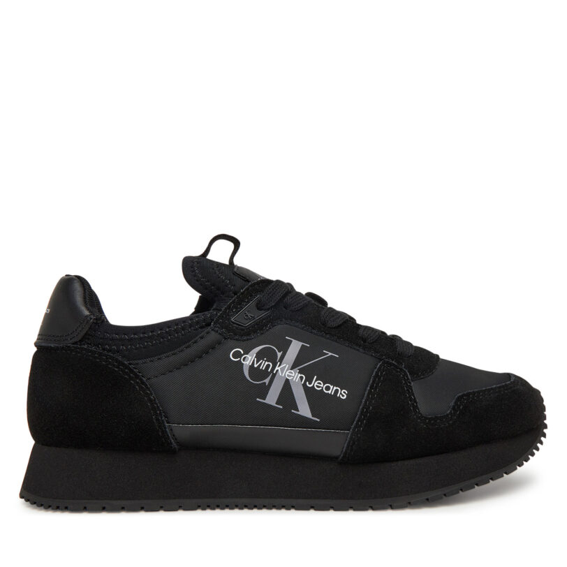 Сникърси Calvin Klein Jeans Runner Sock Laceup Ny-Lth Wn YW0YW00840 Черен цвят на ниска цена