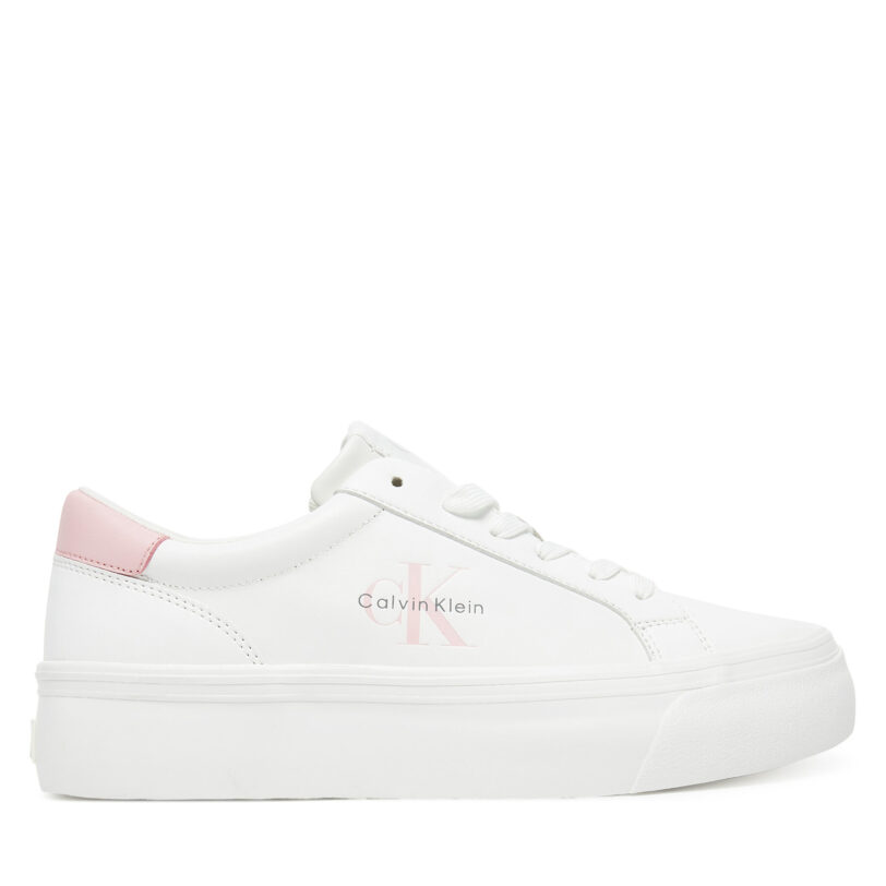 Сникърси Calvin Klein Jeans Vulc Flatf Lth Logo Tag YW0YW01873 Бял цвят на ниска цена