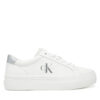 Сникърси Calvin Klein Jeans Vulc Flatf Lth Silver Logo Tag YW0YW01877 Бял цвят на ниска цена