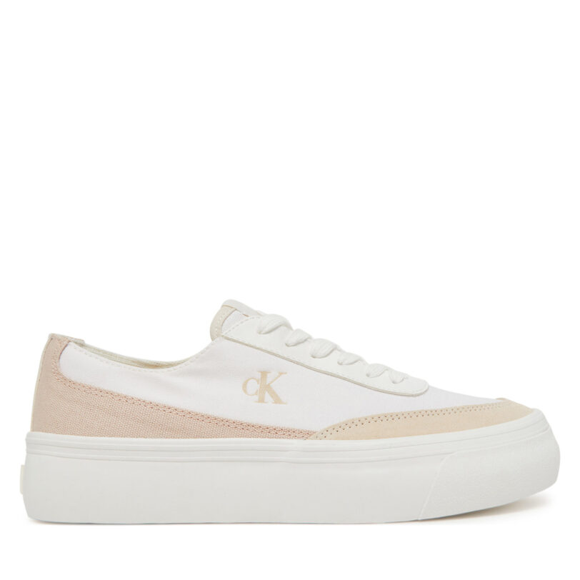 Сникърси Calvin Klein Jeans Vulc Flatform Low Cv Mix Mg YW0YW01770 Бял цвят на ниска цена