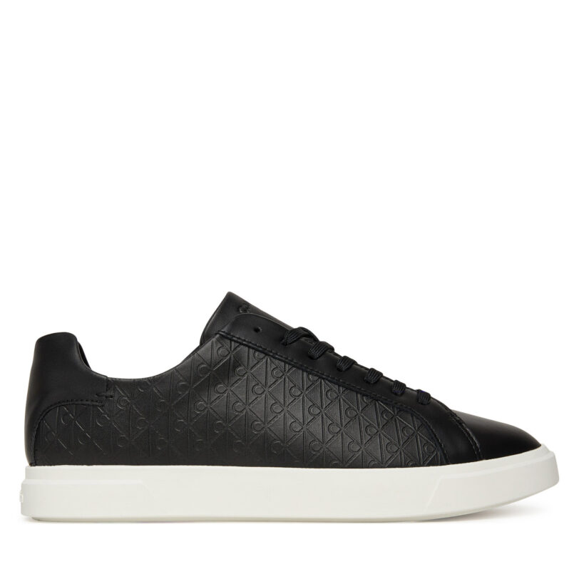 Сникърси Calvin Klein Low Pro Cups Lace Up Lth Aop HW0HW02817 Черен цвят на ниска цена